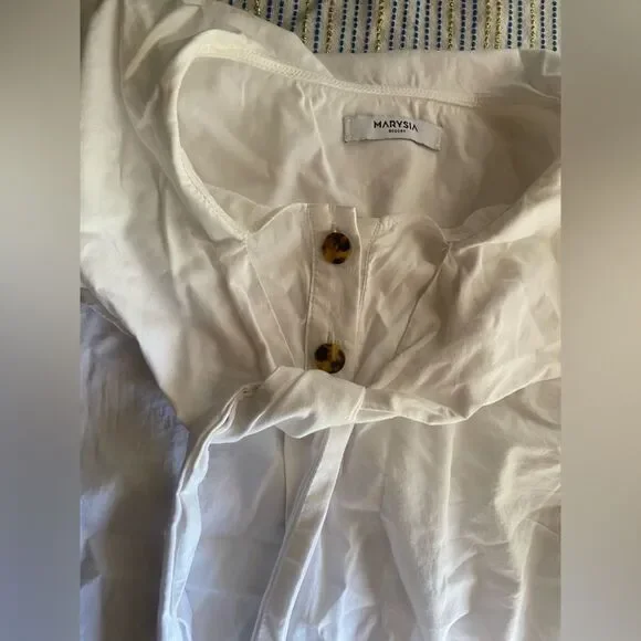 Marysia Resort Blouse White Three-Quarter Sleeve with V-Neck Sz Small - Picture 10 of 15